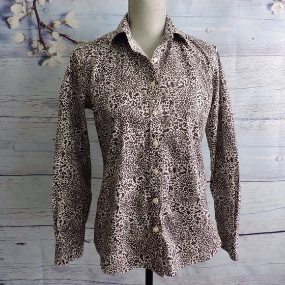 Lands End Brown Paisley Shirt - Picture 5 of 8
